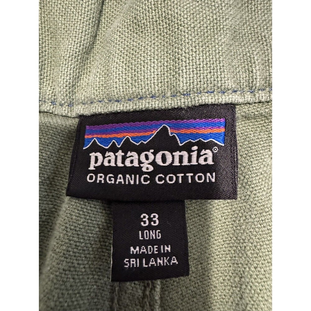Patagonia Duck Pants Mens 33 Green Canvas Straight Organic Cotton Outdoor Hiking - Picture 2 of 10